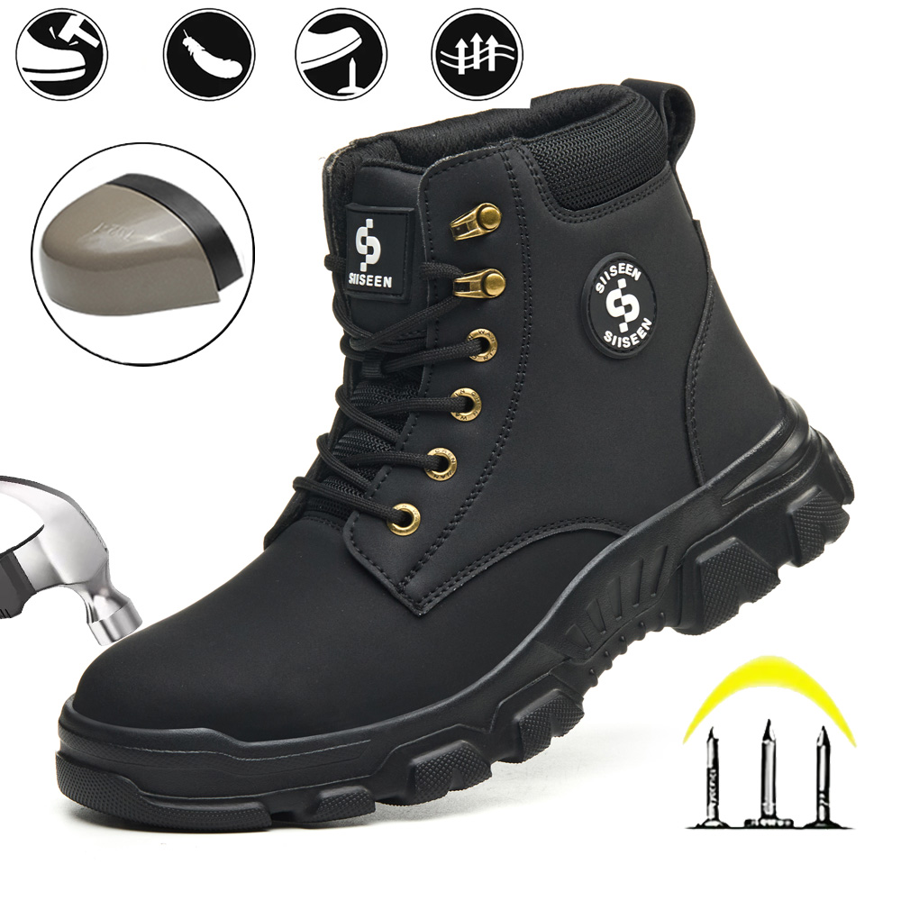 Leather Work Factory - Men's Safety Shoes Anti-impact Steel Toe