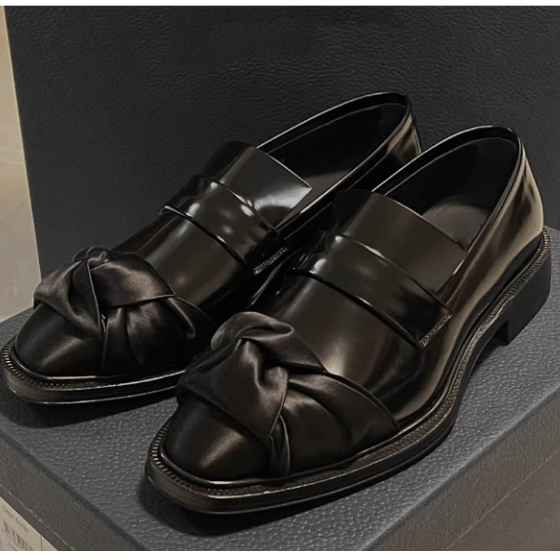 Leather Work Dress - Men's Black Patent Leather Loafers with