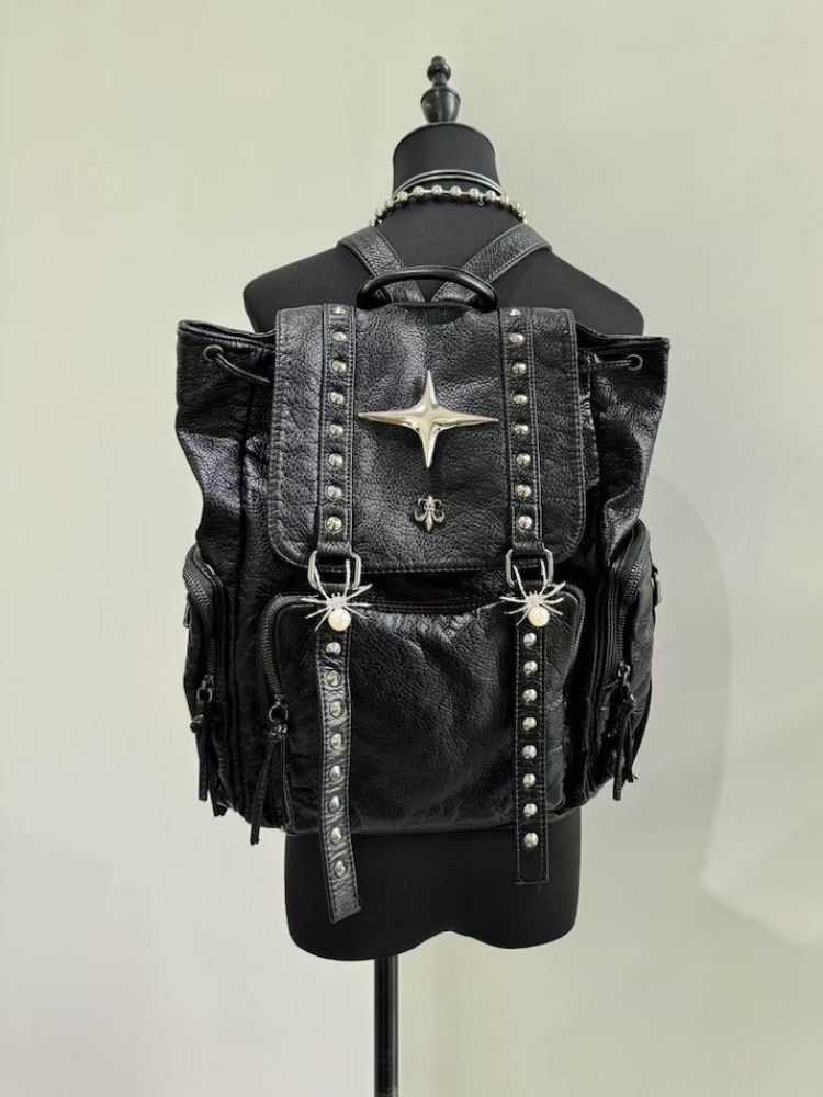 Leatherwork Rivets - Gothic Punk PU Leather Shoulder Bag