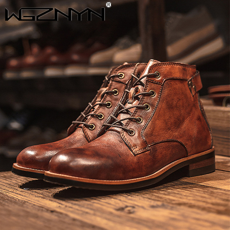 Leather Work Dress - Luxury Retro High Men's Leather Shoes