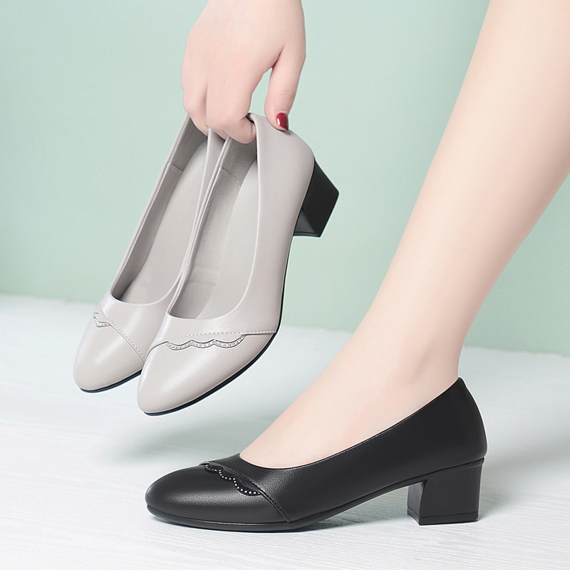 Leather Work Dress - AIYUQI Women's Genuine Leather Pumps Elegant