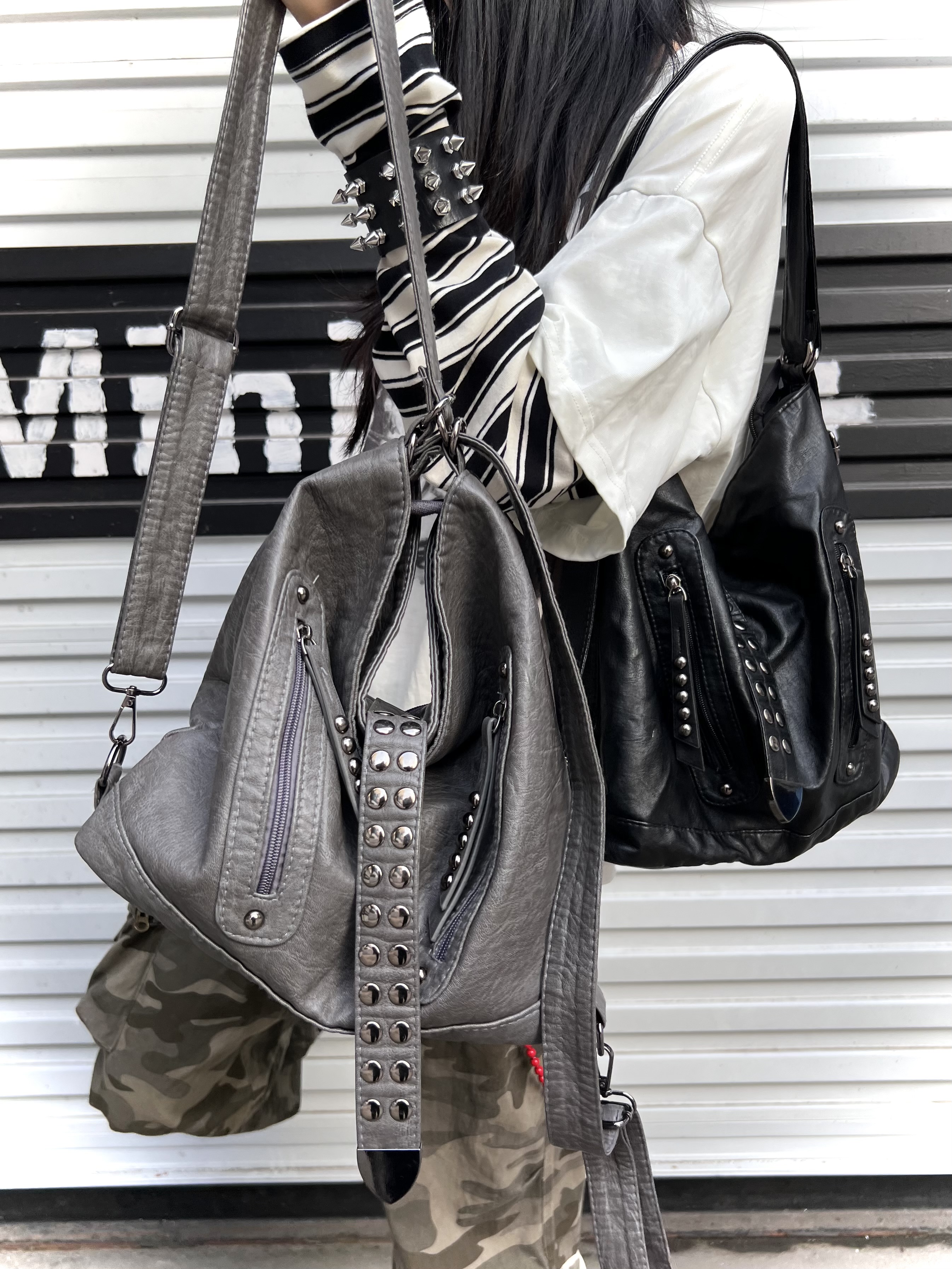 Leatherwork Rivets - Retro Rivet Spice Girl Handbag Large