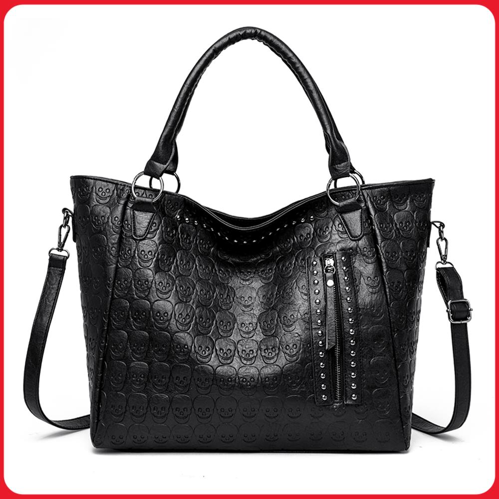 Leatherwork Rivets - Punk Skull Crossbody Bag PU Leather