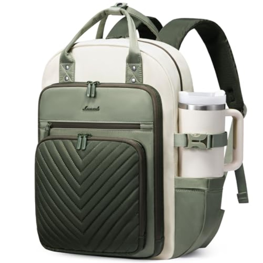 Leather Work Backpack - Laptop Backpack for Women, Water Resistant