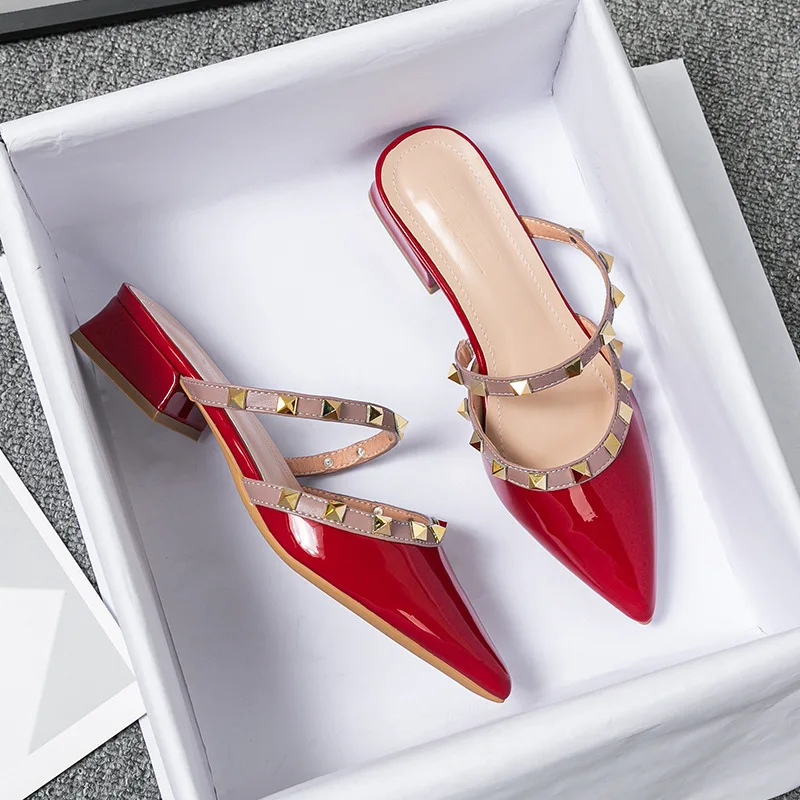 Leatherwork Rivets - 2026 Summer with Pointy Half Slippers