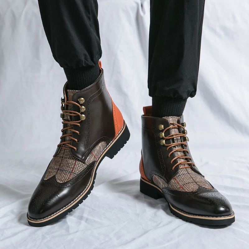 Retro Black High Top Men's Bro - đánh giá và giá Leather Work Dress