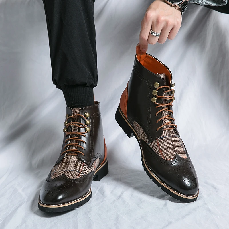 Retro Black High Top Men's Bro - đánh giá và giá Leather Work Dress