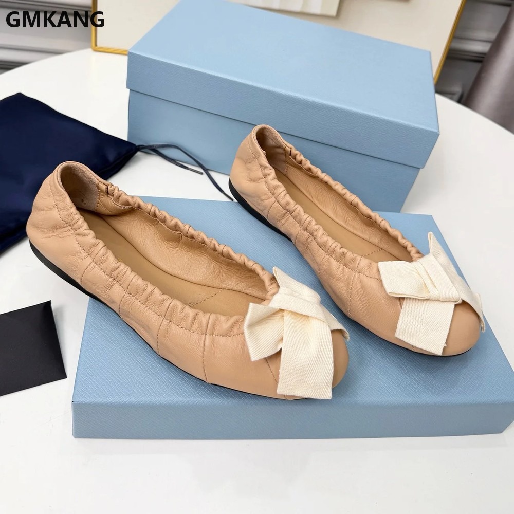 Women's Ballet Flats Bow Pleat - đánh giá và giá Leather Work Dress
