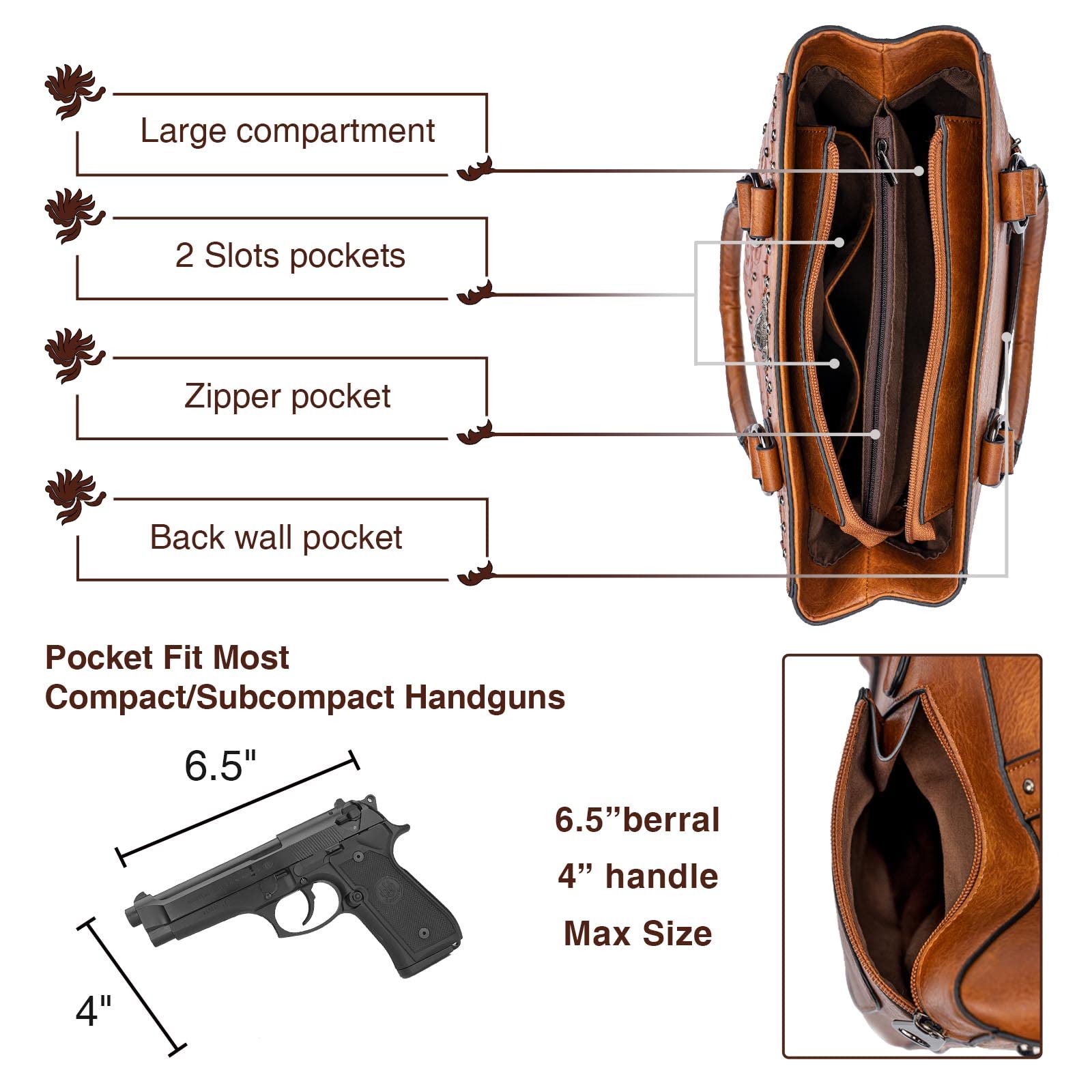 Celela Đeo Vai Cho Nữ Túi Tote - đánh giá và giá Leatherwork Rivets