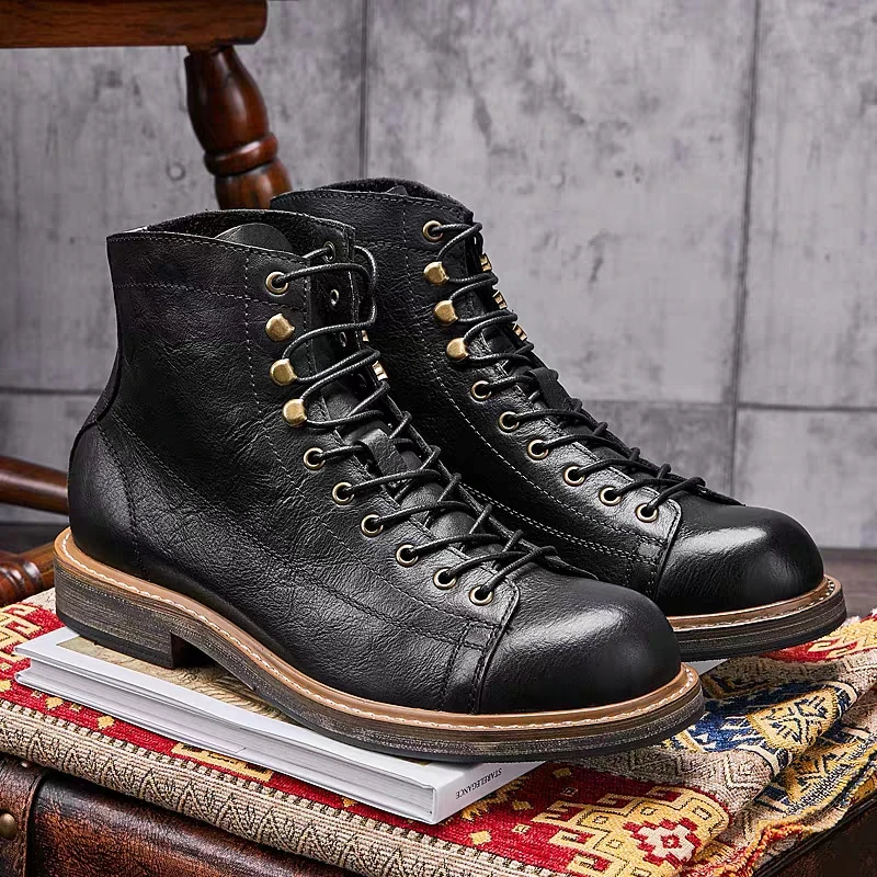 Handmade British Big Size Men  - đánh giá và giá Leather Work Boots