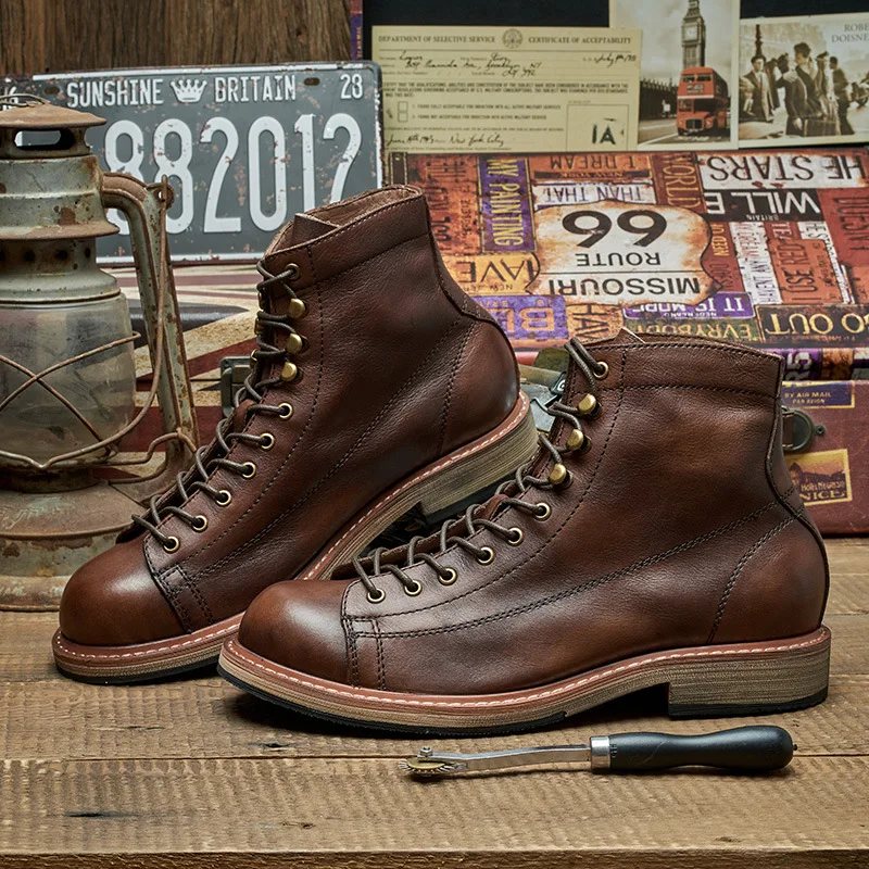 Handmade British Big Size Men  - đánh giá và giá Leather Work Boots