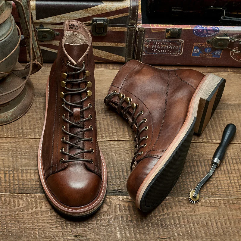 Handmade British Big Size Men  - đánh giá và giá Leather Work Boots