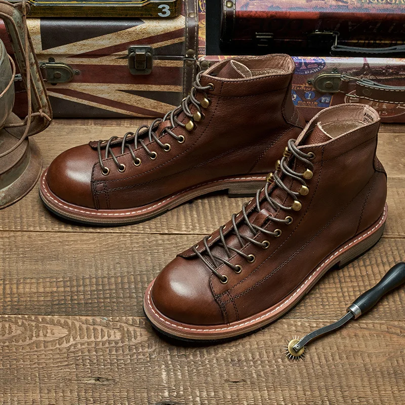 Handmade British Big Size Men  - đánh giá và giá Leather Work Boots