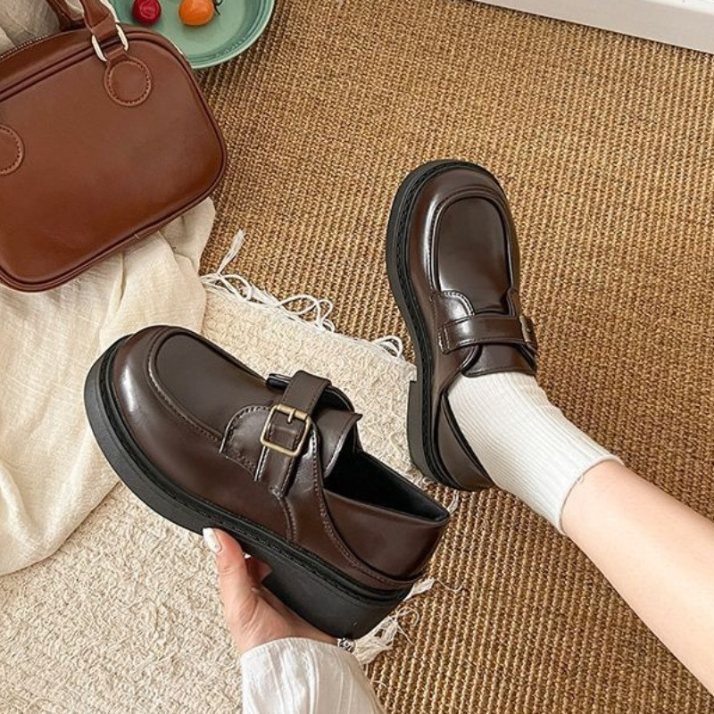 Brown British Style Leather Sh - đánh giá và giá Leather Work Dress