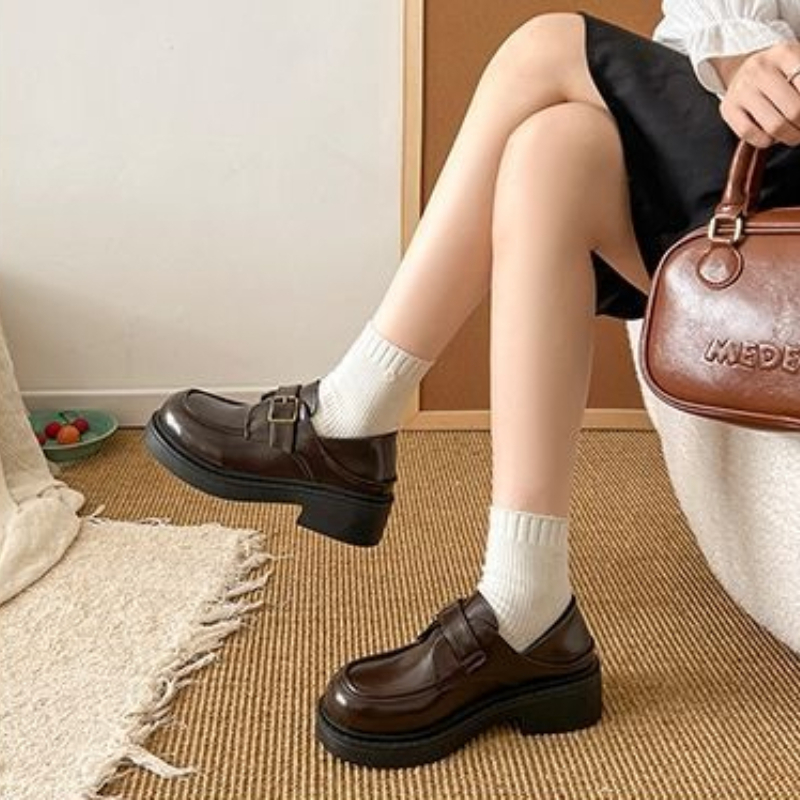 Brown British Style Leather Sh - đánh giá và giá Leather Work Dress