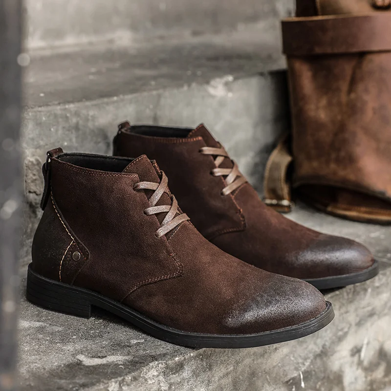 New Cow Suede Ankle Boots Hand - đánh giá và giá Leather Work Boots