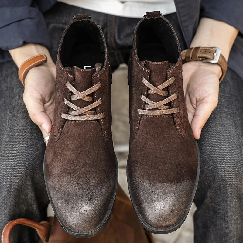 New Cow Suede Ankle Boots Hand - đánh giá và giá Leather Work Boots