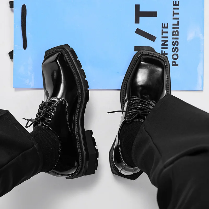 Men's Shoes New Square Head Le - đánh giá và giá Leather Work Dress