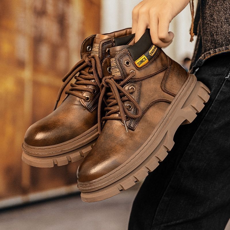 Vintage Men Platform Ankle Boo - đánh giá và giá Leather Work Boots