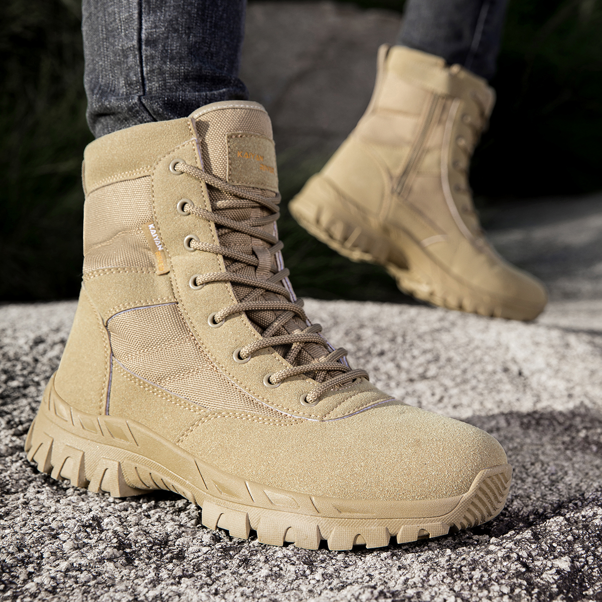 Men's Outdoor Hiking Shoes Hig - đánh giá và giá Leather Work Boots