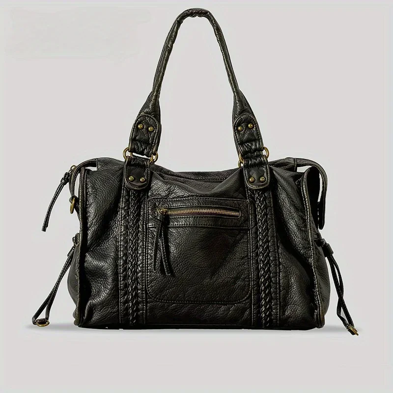 ​​Braided Trim Black Leather T - đánh giá và giá Leatherwork Rivets