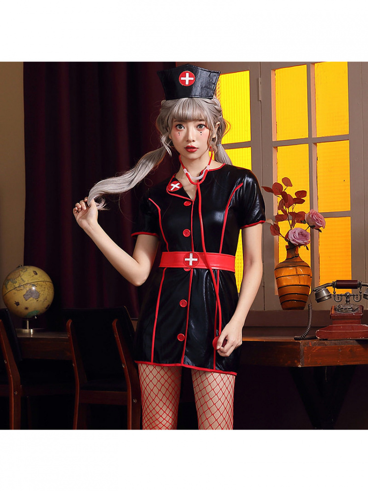 Black PU Leather Nurse Work Sk - đánh giá và giá Leather Work Dress