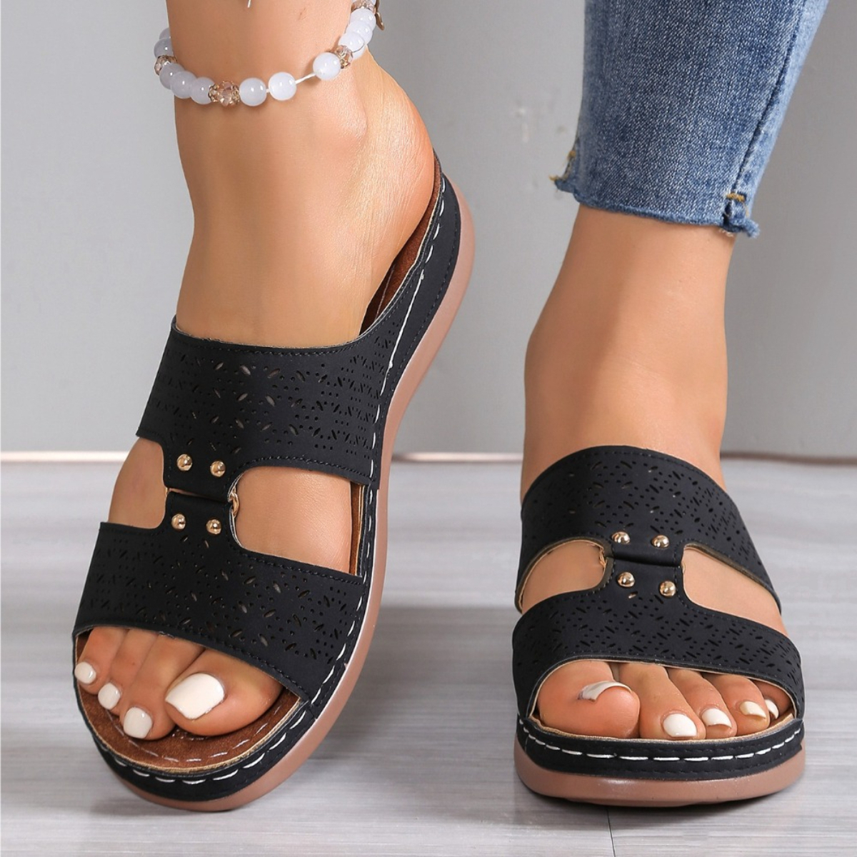 2026 Summer Women Wedge Slippe - đánh giá và giá Leatherwork Rivets