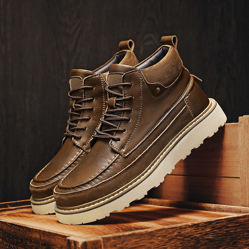 Men Brown Fleece Lined Warm Hi - đánh giá và giá Leather Work Boots