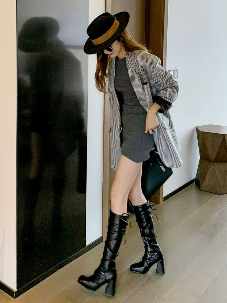 Autumn Winter Leather Strap Kn - đánh giá và giá Leather Work Boots