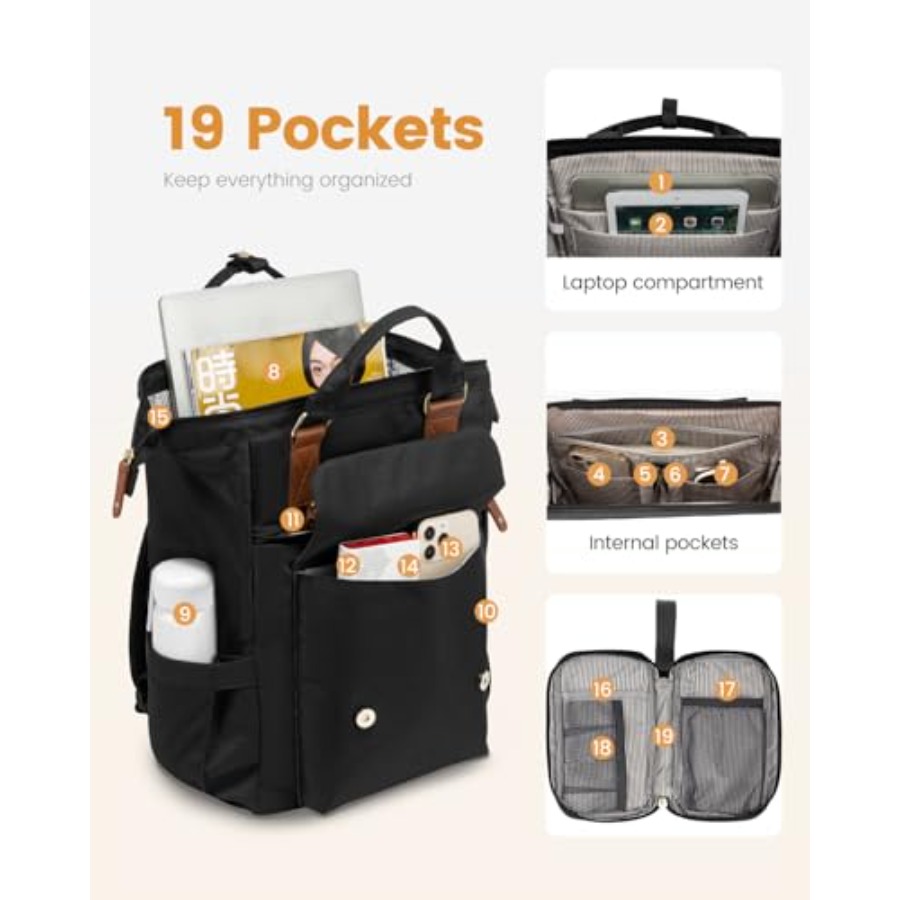 Laptop Backpack for Women, Tea - đánh giá và giá Leather Work Backpack