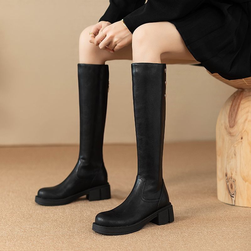 Autumn Winter Middle Heel Ladi - đánh giá và giá Leather Work Boots