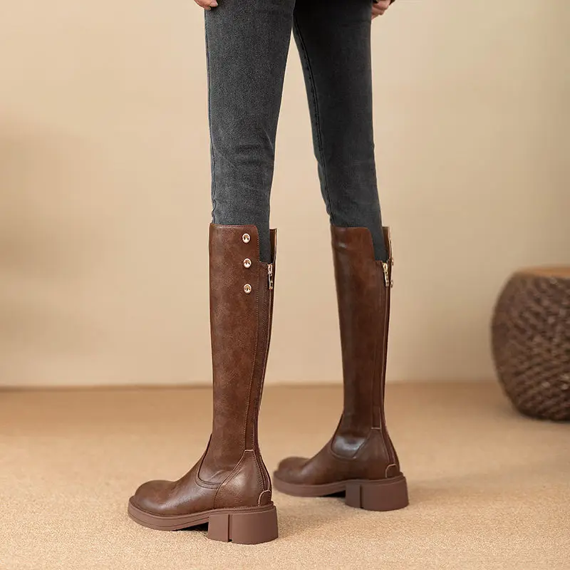 Autumn Winter Middle Heel Ladi - đánh giá và giá Leather Work Boots