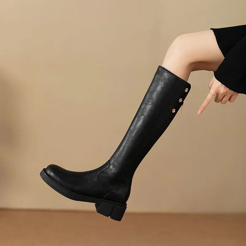 Autumn Winter Middle Heel Ladi - đánh giá và giá Leather Work Boots